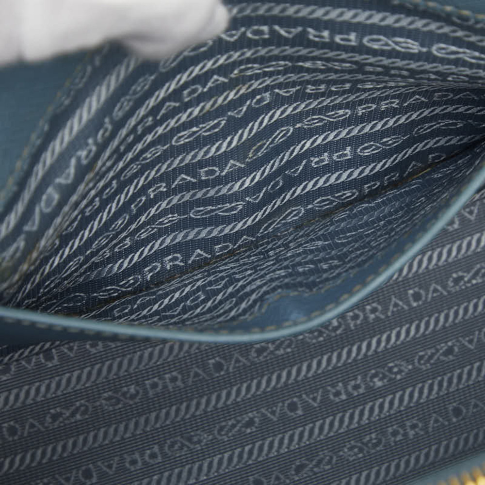 PRADA Blue Leather Saffiano Shoulder Bag - Picture 11 of 14